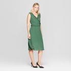 Women's Polka Dot Sleeveless Ruffle Detail Wrap Maxi Dress - Who What Wear Green