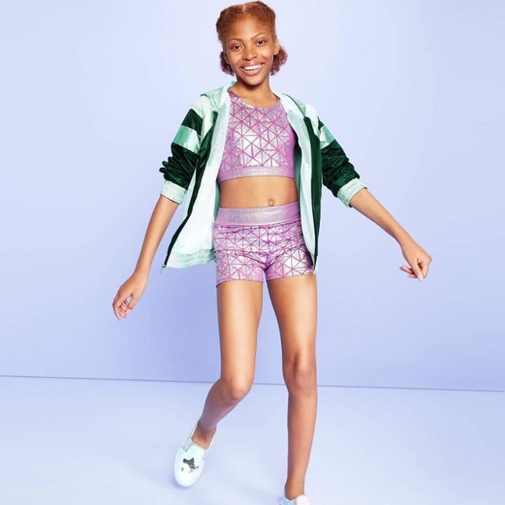 Girls' Dazzle Printed Bike Shorts - More Than Magic Xs, Girl's, Purple