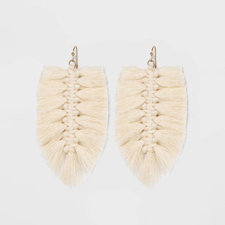 Braided Thread Drop Earrings - Universal Thread Off White, Beige