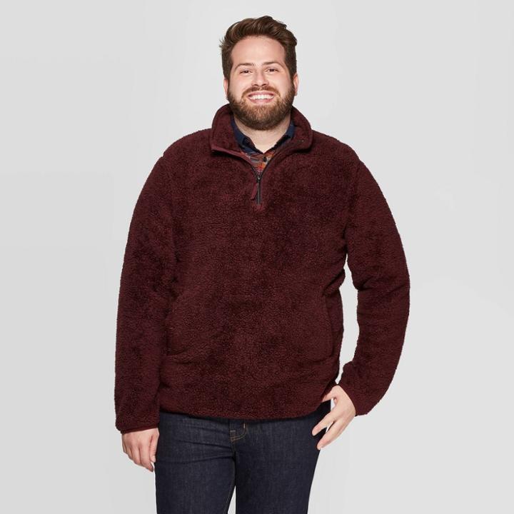Men's Big & Tall Standard Fit Sherpa Sweatshirt - Goodfellow & Co Pomegranate Mystery 3xb, Men's, Red