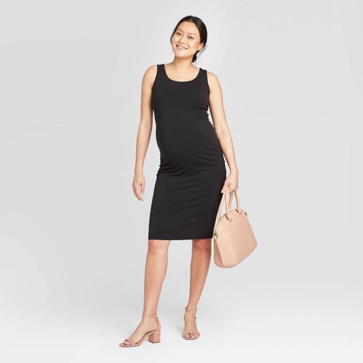 Maternity Sleeveless Midi T-shirt Dress - Isabel Maternity By Ingrid & Isabel Black M, Women's,