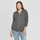 Maternity Zippered Hoodie Sweatshirt - Isabel Maternity By Ingrid & Isabel Charcoal/heather