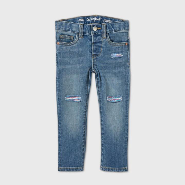 Toddler Girls' Sequin Patch Skinny Jeans - Cat & Jack