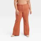 Women's Plus Size High-rise Slim Fit Retro Flare Pull-on Pants - A New Day Rust