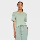 Women's Short Sleeve Linen T-shirt - A New Day Light Green