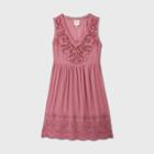 Women's Sleeveless Embroidered Shift Dress With Eyelet Details - Knox Rose Rose Xs, Women's, Pink