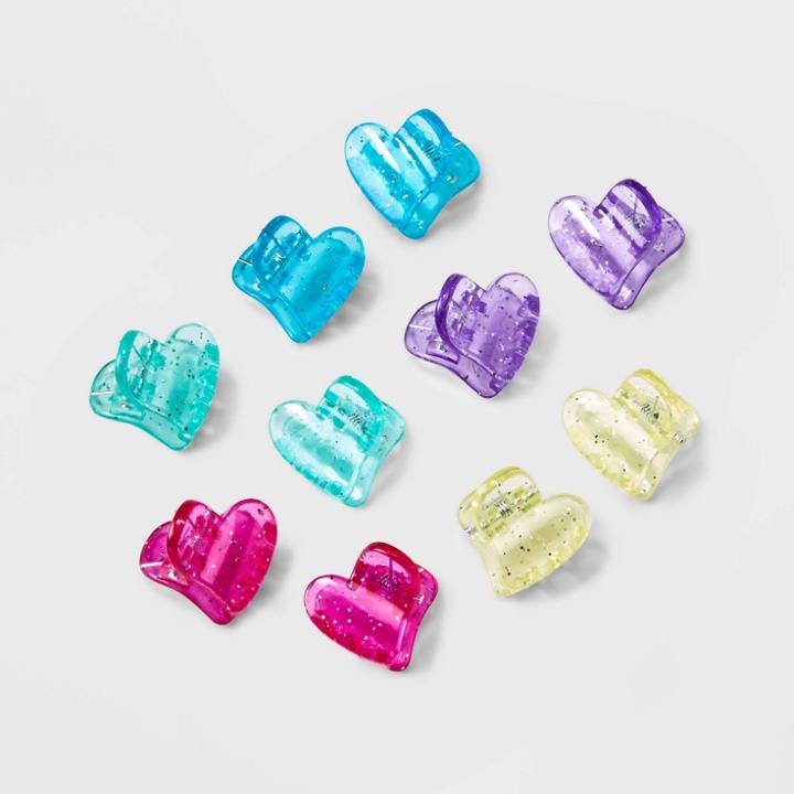 Girls' 10pk Jelly Heart Clips - Cat & Jack