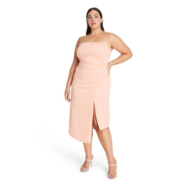 Women's Plus Size Strapless Side-slit Dress - Cushnie For Target Blush Pink