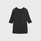 Maternity 3/4 Sleeve Snap Shoulder Sweatshirt - Isabel Maternity By Ingrid & Isabel Black