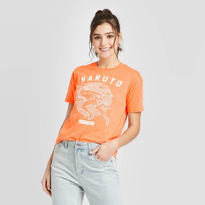 Women's Naruto Short Sleeve T-shirt (juniors') - Neon Orange Xs, Adult Unisex, Beige
