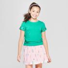Girls' Short Sleeve Sequin Striped T-shirt - Cat & Jack Green