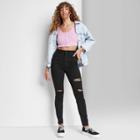 Women's Super-high Rise Distressed Curvy Skinny Jeans - Wild Fable Black