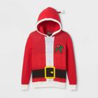 Well Worn Boys' Santa Hooded Pullover Sweater - Red