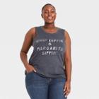 Mighty Fine Women's Plus Size Chip Dippin' & Margarita Sippin' Graphic Tank Top - Charcoal Gray