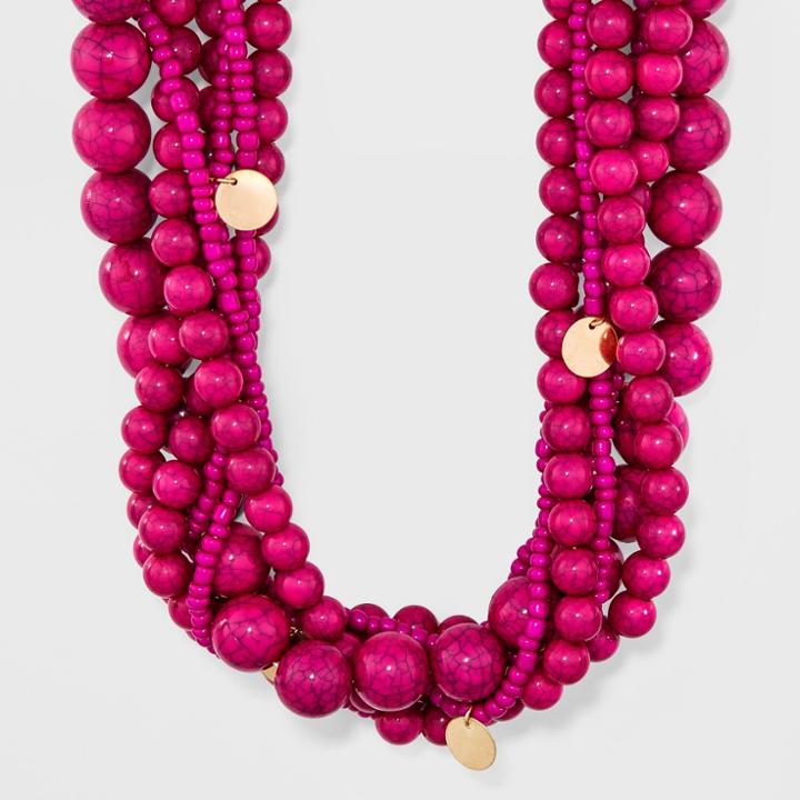Sugarfix By Baublebar Beaded Statement With Gold Coins Necklace - Pink, Women's