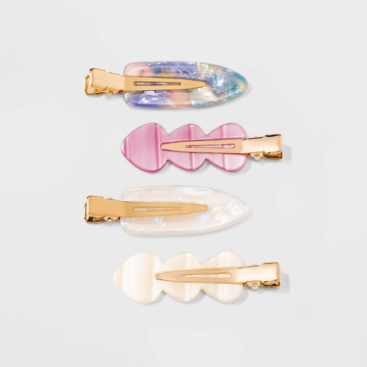 Pastel Acrylic Salon Hair Clip Set 4pc - Wild Fable