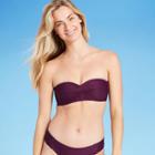 Women's Soft Cotton Ribbed Twist Bandeau Bikini Top - Kona Sol Burgundy