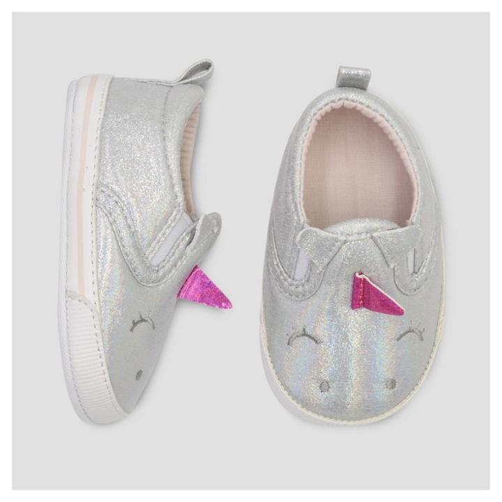 Baby Girls' Slip On Unicorn Sneaker - Cat & Jack White 0-3