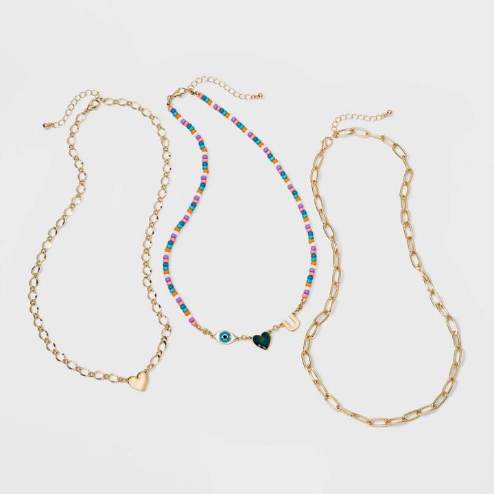 Girls' 3pk Eye Love You Necklace Set - Art Class