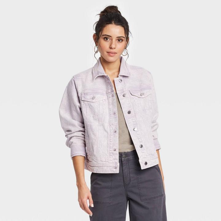 Women's Long Sleeve Denim Jacket - Universal Thread Purple