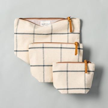 Hearth & Hand With Magnolia 3pc Windowpane Plaid Canvas Travel Case Set - Hearth & Hand With