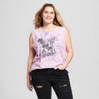 Women's Plus Size Love Yo Self Tie-dye Graphic Muscle Tank Top - Fifth Sun - Pink