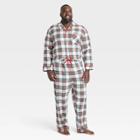 Men's Big & Tall Holiday Tartan Plaid Flannel Matching Family Pajama Set - Wondershop Cream