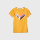 Girls' Short Sleeve Flip Sequin Chevron Striped T-shirt - Cat & Jack Amber Yellow