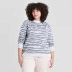 Women's Plus Size Animal Print Crewneck Pullover Sweater - Ava & Viv Gray X