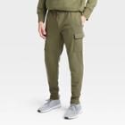 Men's Cotton Tapered Fleece Cargo Joggers - All In Motion Olive