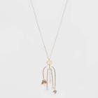 Simulated Pearls With Disc And Curved Bar Pendant Necklace - A New Day Gold