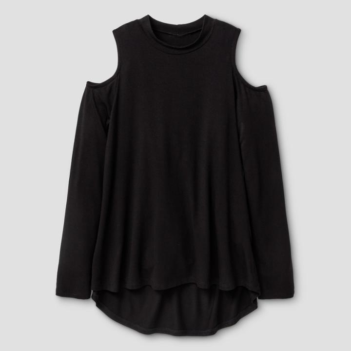 Girls' Cold Shoulder Long Sleeve T-shirt - Art Class Black