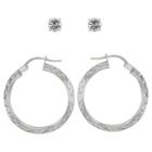 Target Hoop Stud Earrings Sterling Cubic Zirconia And Hoop Set - 2pk -
