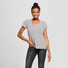 Petitewomen's Popsicle Raw Edge Short Sleeve V-neck T-shirt - Grayson Threads (juniors') - Black