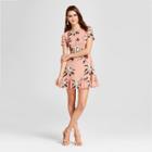 Women's Floral Print Bobble Trim Ruffle Dress - Love @ First Sight (juniors') Pink