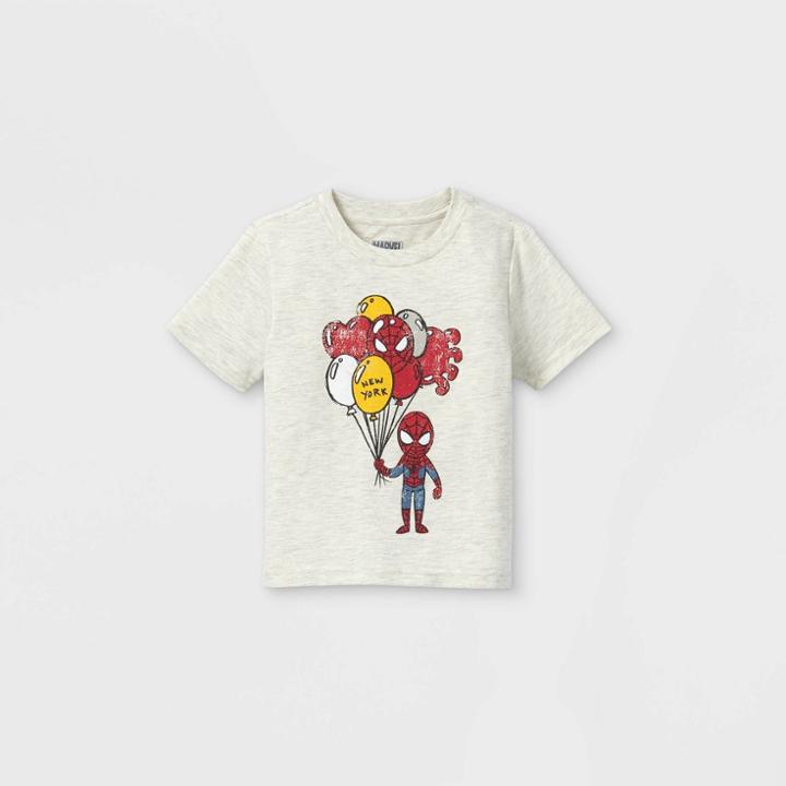 Marvel Toddler Boys' Spider-man Balloons Short Sleeve Graphic T-shirt - Cream