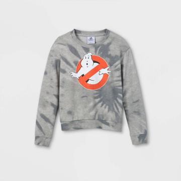 Girls' Ghostbusters Tie-dye Pullover Sweatshirt - Gray