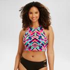 Beach Betty By Miracle Brands Women's Slimming Control Geo Print High Neck Bikini Top L,