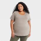 Women's Plus Size Short Sleeve Scoop Neck Relaxed T-shirt - Ava & Viv Gray