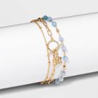 Beloved + Inspired Blue Lace Agate Trio Stretch Bracelet 'keep Going' -