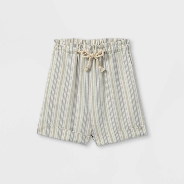 Girls' Paper Bag Tie Waist Shorts - Art Class