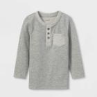Toddler Boys' Adaptive Double Knit Henley Long Sleeve T-shirt - Cat & Jack Heather Gray