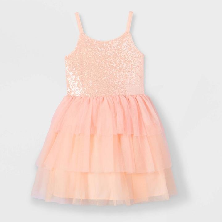 Girls' Sequin Tiered Ombre Dress - Cat & Jack Blush