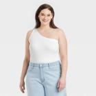 Women's Plus Size Slim Fit One Shoulder Tank Top - A New Day White