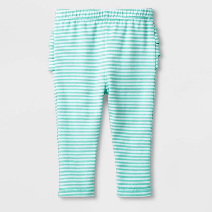 Baby Girls' Green Stripe Leggings - Cat & Jack Green Newborn, Girl's