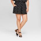 Women's Plus Size Printed Soft Shorts - Ava & Viv Black/white X