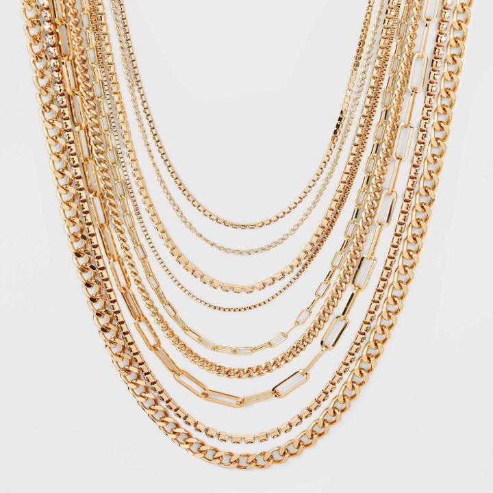 Multi-strand Layered Statement Necklace - A New Day Gold