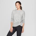 Women's Long Sleeve Cozy Twist Front Top - A New Day Heather Gray