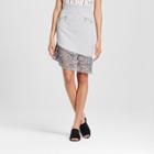 Women's Curvy Crochet Lace Hem French Terry Skirt Heather - Poetic Justice Gray