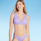 Women's Lightly Lined Ribbed Longline Triangle Bikini Top - Shade & Shore Violet Purple